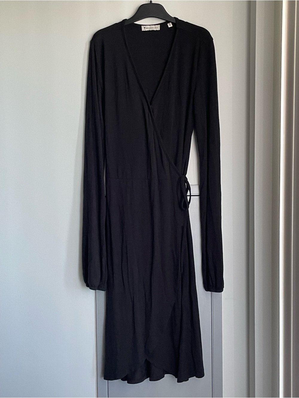 AMERICAN TALL Long Sleeve Black Wrap Dress